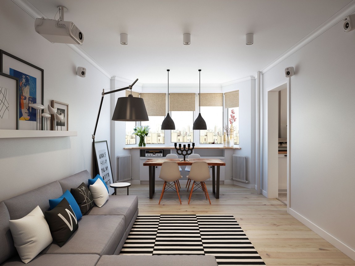 Apartemen dengan Interior Skandinavia